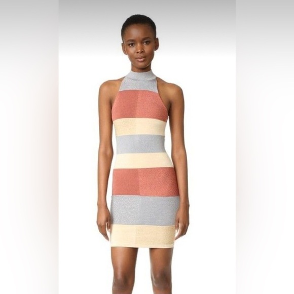 NWT PARKER Knit Verlee Dress metallic Halter Bodycon Dress Sz Small - Picture 2 of 14